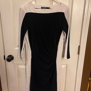 Navy blue and white dress
